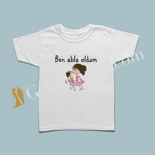 Sarılan kızlar temalı ben abla oldum çocuk tshirt - 2