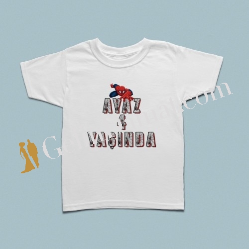 Spiderman doğum günü kutlamalı çocuk tshirt - 2